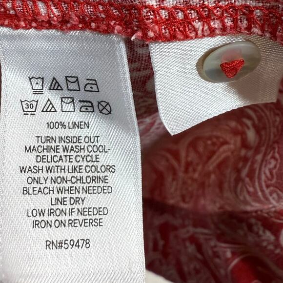 Rachel Zoe S Linen Mini Shift Dress Red Paisley Print Spring Lightweight Comfort - Picture 7 of 8